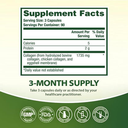 HealthA2Z® Multi-Kollagen Kapseln | 1735 mg | 270 Kollagen Kapseln | Typen I, II, III, V & X | Für gesunde Haut, Haare, Nägel & Gelenke