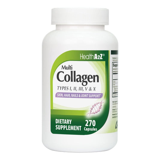 HealthA2Z® Multi-Kollagen Kapseln | 1735 mg | 270 Kollagen Kapseln | Typen I, II, III, V & X | Für gesunde Haut, Haare, Nägel & Gelenke