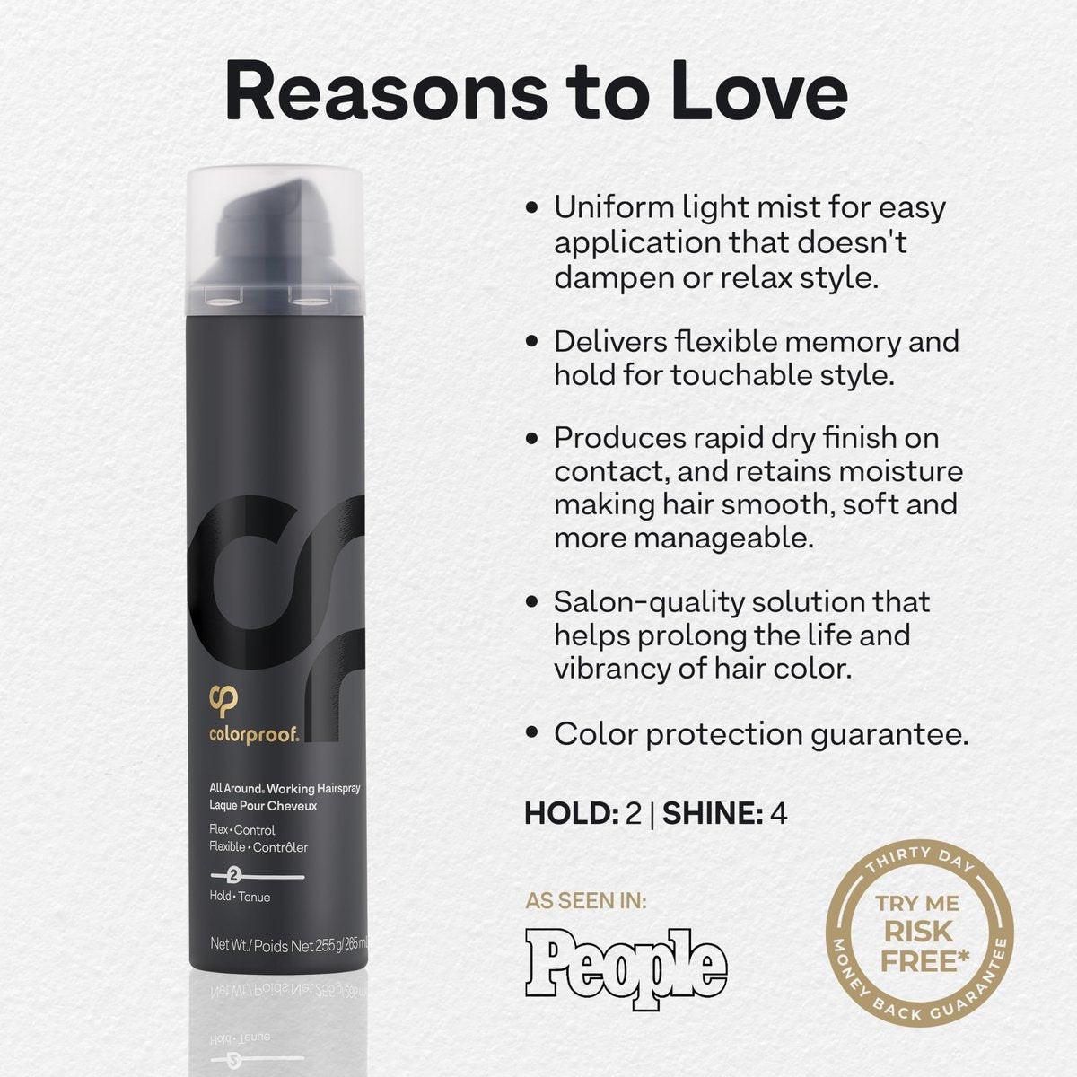 Colorproof All Around Working Hair Spray 9 Fl. Oz. – Flexibler Halt mit schwarzer Johannisbeere, Jasmin & Pfirsich Duft, Sulfatfreies Haarspray