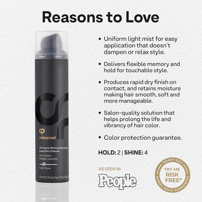 Colorproof All Around Working Hair Spray 9 Fl. Oz. – Flexibler Halt mit schwarzer Johannisbeere, Jasmin & Pfirsich Duft, Sulfatfreies Haarspray