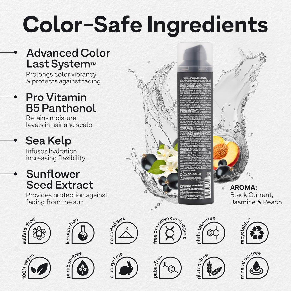Colorproof All Around Working Hair Spray 9 Fl. Oz. – Flexibler Halt mit schwarzer Johannisbeere, Jasmin & Pfirsich Duft, Sulfatfreies Haarspray