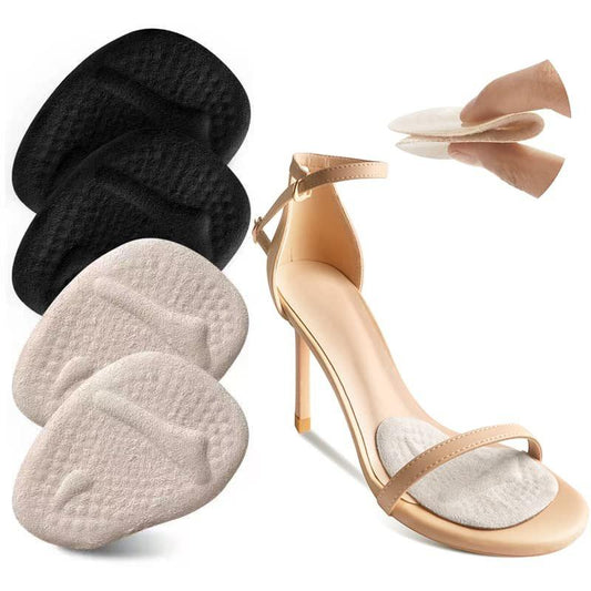 Riootlnm Metatarsal Pads, Ballenpolster, Fersenpolster Einlagen für zu große Schuhe, Schmerzlinderung, Rutschfeste Fersengriffe für lose Schuhe, Blasen (2 Paar Beige+Schwarz)
