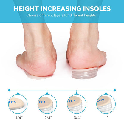 Sumifun Fersenerhöhung, 4-Schichten 1 Zoll Gel-Einlagen für Damen bei ungleichen Beinen, verstellbare orthopädische Ferseneinlagen bei Fersenschmerzen und Beinlängendifferenz, Fersenkeil-Einlagen 1/4" 1/2" 3/4" (Größe L, Beige)