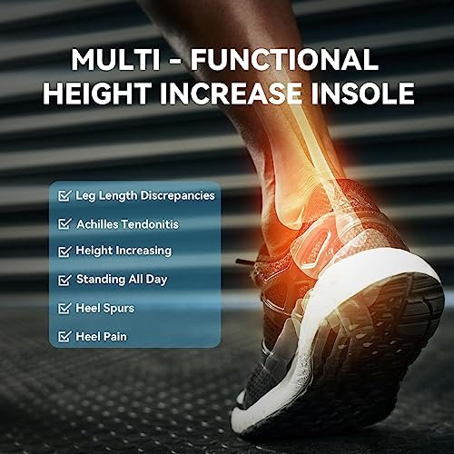 Sumifun Fersenerhöhung, 4-Schichten 1 Zoll Gel-Einlagen für Damen bei ungleichen Beinen, verstellbare orthopädische Ferseneinlagen bei Fersenschmerzen und Beinlängendifferenz, Fersenkeil-Einlagen 1/4" 1/2" 3/4" (Größe L, Beige)