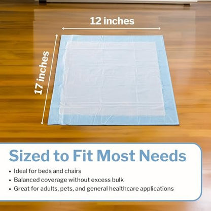 McKesson Einweg-Unterlagen für medizinische Betten, 12" x 17" (50 Stück), schwere Saugfähigkeit, 3-lagig, Inkontinenz-Schutzauflagen für Erwachsene, Senioren und Babys