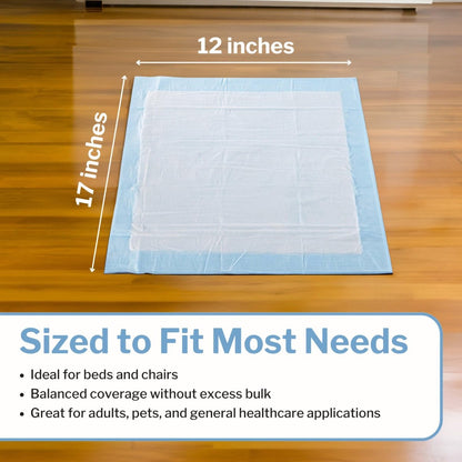 McKesson Einweg-Unterlagen für medizinische Betten, 12" x 17" (50 Stück), schwere Saugfähigkeit, 3-lagig, Inkontinenz-Schutzauflagen für Erwachsene, Senioren und Babys