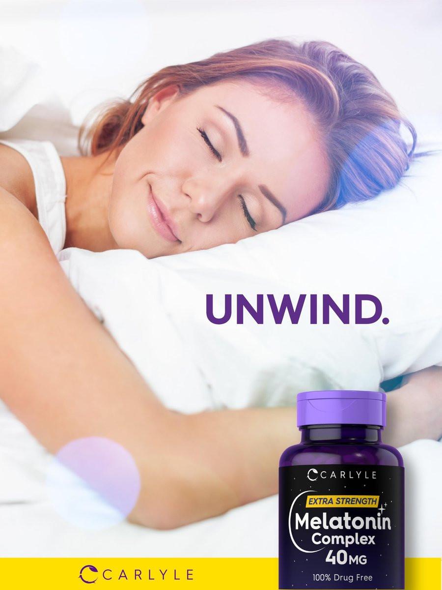 Carlyle Melatonin 40mg Komplex | 150 schnell lösliche Tabletten | Extra starke Unterstützung | mit Ashwagandha und Kamille | Vegetarisch, Nicht-GVO, Glutenfrei