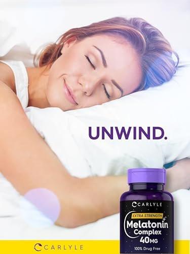 Carlyle Melatonin 40mg Komplex | 150 schnell lösliche Tabletten | Extra starke Unterstützung | mit Ashwagandha und Kamille | Vegetarisch, Nicht-GVO, Glutenfrei