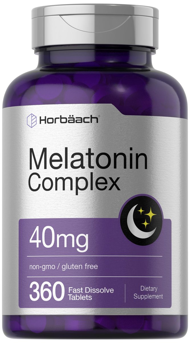 Horbäach Melatonin 40 mg Komplex | 360 schnell lösliche Tabletten | Hochdosiertes Erwachsenen-Präparat | mit Kamille und Ashwagandha | Vegetarisch, Nicht-GVO, Glutenfrei