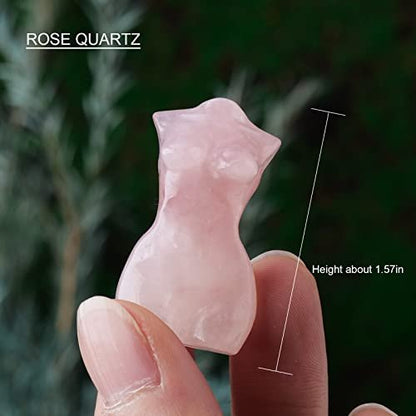 Apengshi Handgeschnitzte Rosenquarz-Göttinnenfigur – Miniatur-Skulptur für Meditation, Yoga und Chakra-Balance – Spirituelles Geschenk