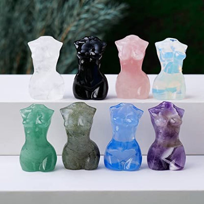 Apengshi Handgeschnitzte Rosenquarz-Göttinnenfigur – Miniatur-Skulptur für Meditation, Yoga und Chakra-Balance – Spirituelles Geschenk