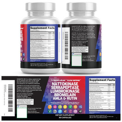 Clean Nutraceuticals Nattokinase 5000 FU Serrapeptase 120000 SPU Lumbrokinase Enzymkomplex mit Bromelain Papain Papaya-Enzyme Rutin Extrakt Amla Magnesium Vitamin B6 & Vitamin C Kapseln