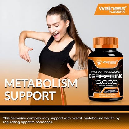 WELLNESS LABSRX Berberin 1.000 mg – mit Ceylon-Zimt, schwarzem Pfeffer und Apfelessig, 120 Kapseln, herzunterstützendes Nahrungsergänzungsmittel