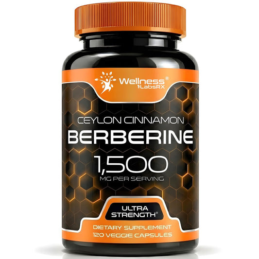 WELLNESS LABSRX Berberin 1.000 mg – mit Ceylon-Zimt, schwarzem Pfeffer und Apfelessig, 120 Kapseln, herzunterstützendes Nahrungsergänzungsmittel