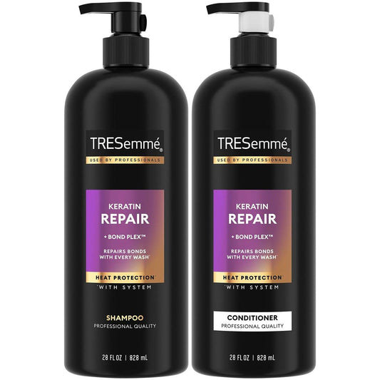 TRESemmé Shampoo und Conditioner Set, Keratin Repair – Bond Repair Haarbehandlung, Frizz Control, 2 x 828 ml