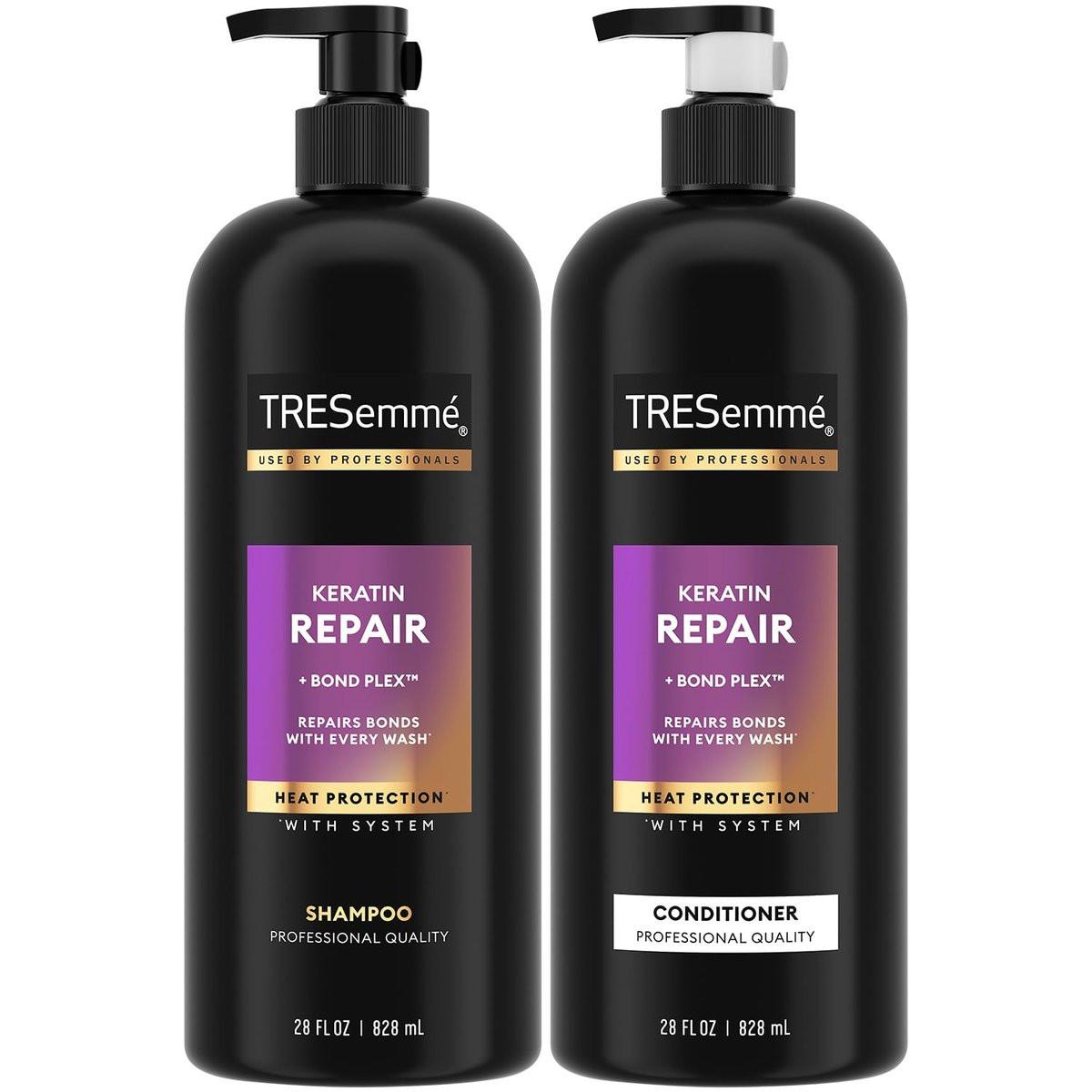 TRESemmé Shampoo und Conditioner Set, Keratin Repair – Bond Repair Haarbehandlung, Frizz Control, 2 x 828 ml