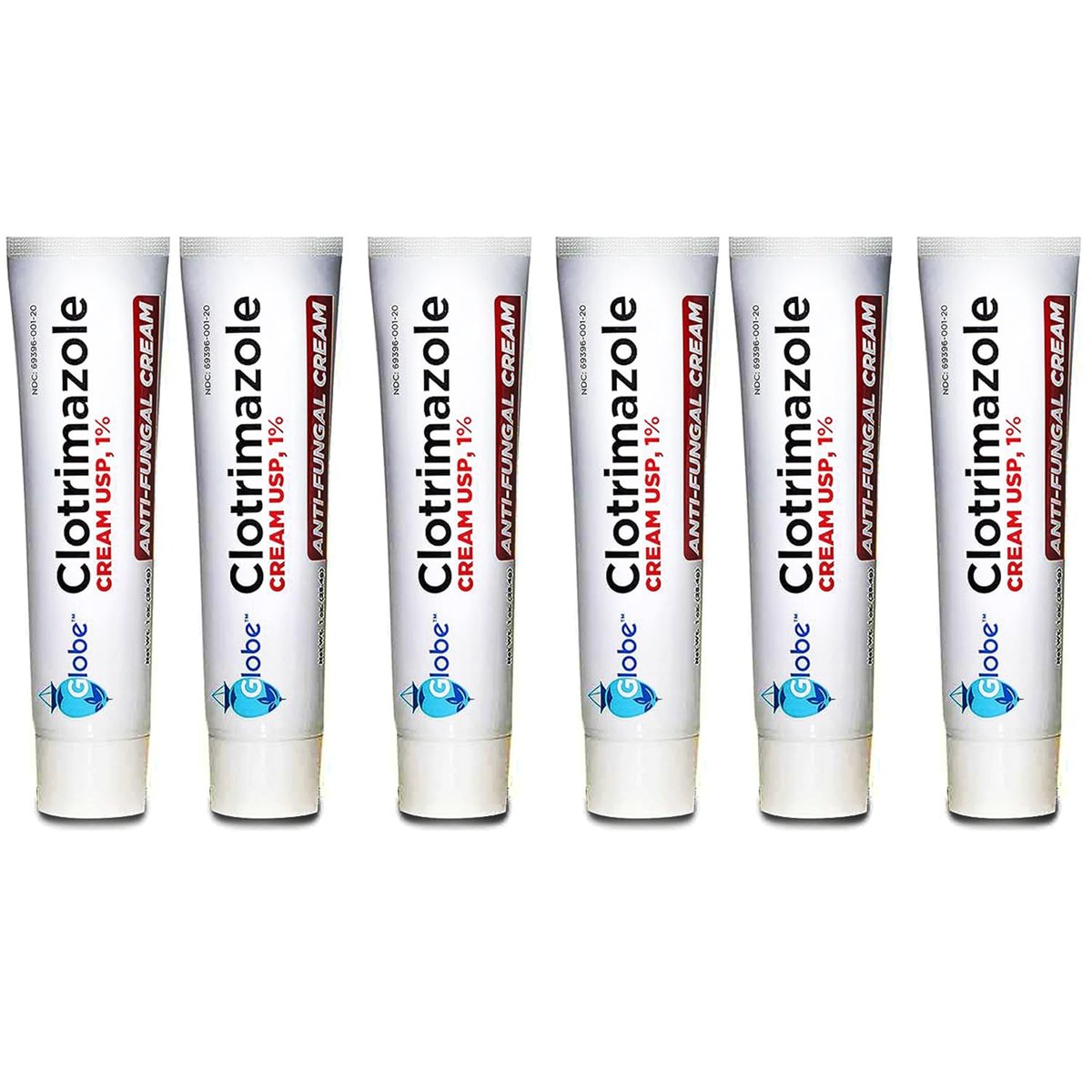 Globe Clotrimazol Antimykotische Creme 1% USP (6er-Pack) – 1 oz – Behandlung gegen Fußpilz, Juckreiz, Brennen, Risse und Schuppen