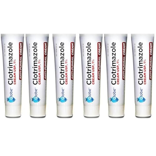 Globe Clotrimazol Antimykotische Creme 1% USP (6er-Pack) – 1 oz – Behandlung gegen Fußpilz, Juckreiz, Brennen, Risse und Schuppen