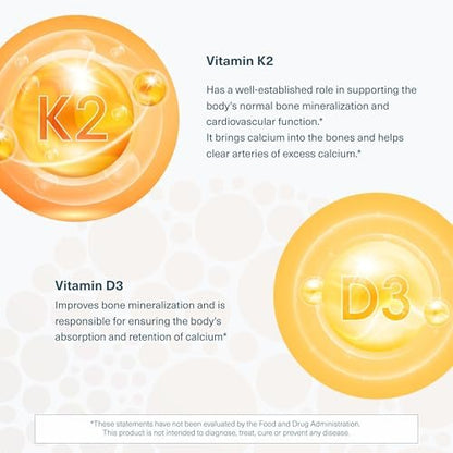 Youtheory K2D3 – Knochen- und Herzgesundheit* – Vitamin D3 & K2 – Laktose-, Soja- & Glutenfrei – Pfirsich, 60 vegane Gummis
