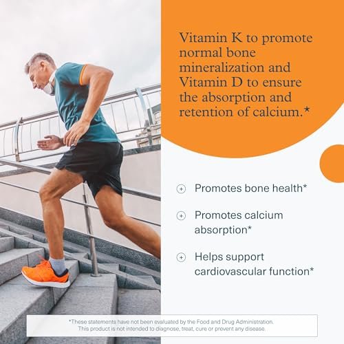 Youtheory K2D3 – Knochen- und Herzgesundheit* – Vitamin D3 & K2 – Laktose-, Soja- & Glutenfrei – Pfirsich, 60 vegane Gummis