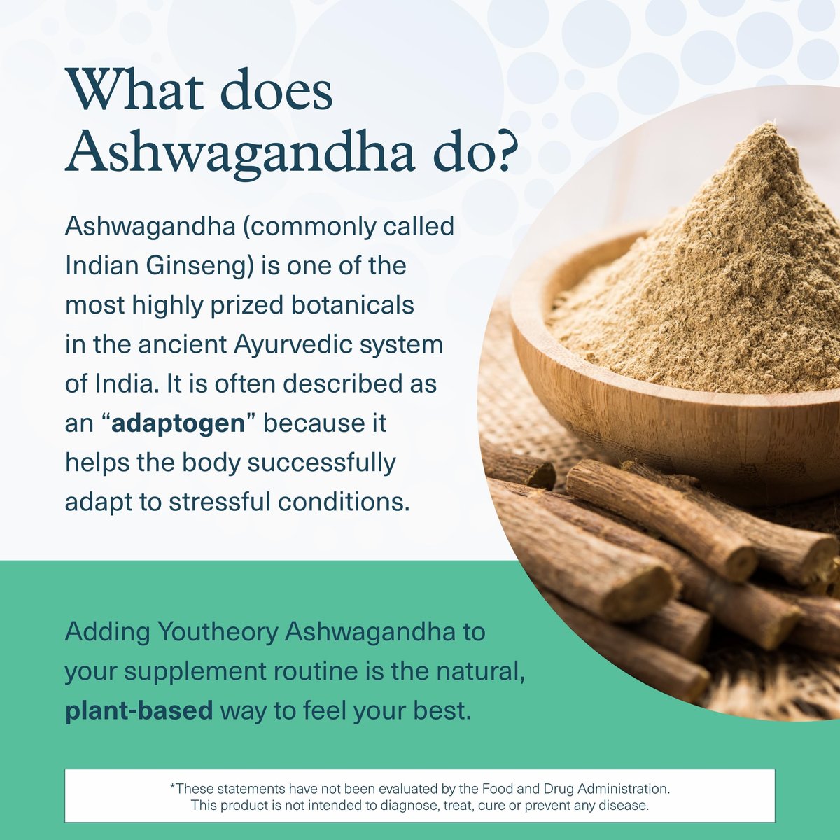 Youtheory Ashwagandha + GABA – Adaptogene Mischung mit Bio KSM-66 & Ingwer – Unterstützt Stressabbau & Stimmung* – Fördert das Energieniveau* – 60 vegane Kapseln (30-Tage-Vorrat)*