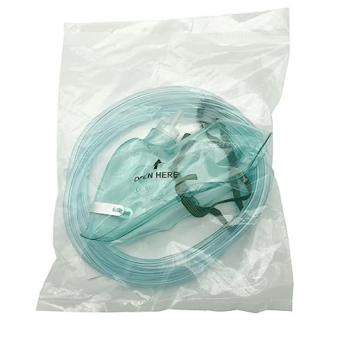 DWCHECK 3er-Pack pädiatrische Sauerstoffmaske mit 7-Fuß-Schlauch, verstellbarem elastischem Band - pädiatrische verlängerte Größe