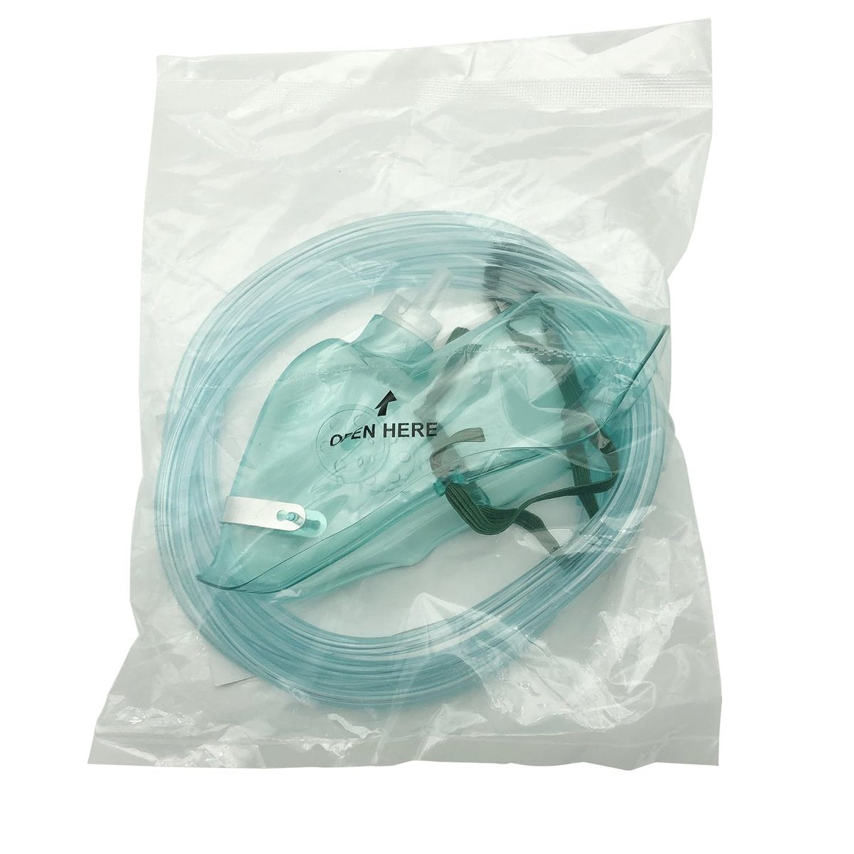 DWCHECK 3er-Pack Sauerstoffmaske für Erwachsene mit 7-Fuß-Schlauch, verstellbarem elastischem Riemen, DEHP-frei und latexfrei - Erwachsene länglich XL, Grün