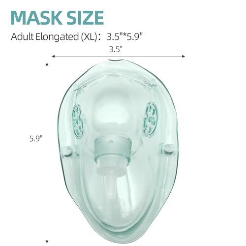 DWCHECK 3er-Pack Sauerstoffmaske für Erwachsene mit 7-Fuß-Schlauch, verstellbarem elastischem Riemen, DEHP-frei und latexfrei - Erwachsene länglich XL, Grün