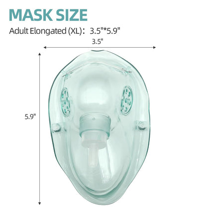DWCHECK 3er-Pack Sauerstoffmaske für Erwachsene mit 7-Fuß-Schlauch, verstellbarem elastischem Riemen, DEHP-frei und latexfrei - Erwachsene länglich XL, Grün