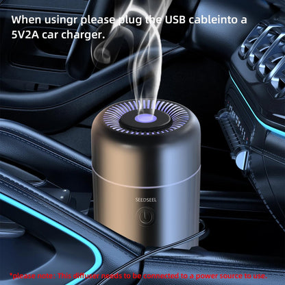 SEEDSEEL Auto-Aromatherapie Diffuser für ätherische Öle – Mini USB Luftbefeuchter mit 7-farbigem LED-Licht für Auto, Zuhause, Büro und Schlafzimmer
