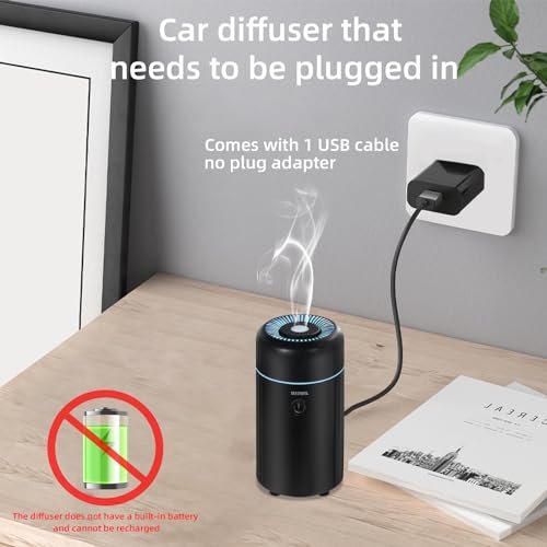 SEEDSEEL Auto-Aromatherapie Diffuser für ätherische Öle – Mini USB Luftbefeuchter mit 7-farbigem LED-Licht für Auto, Zuhause, Büro und Schlafzimmer