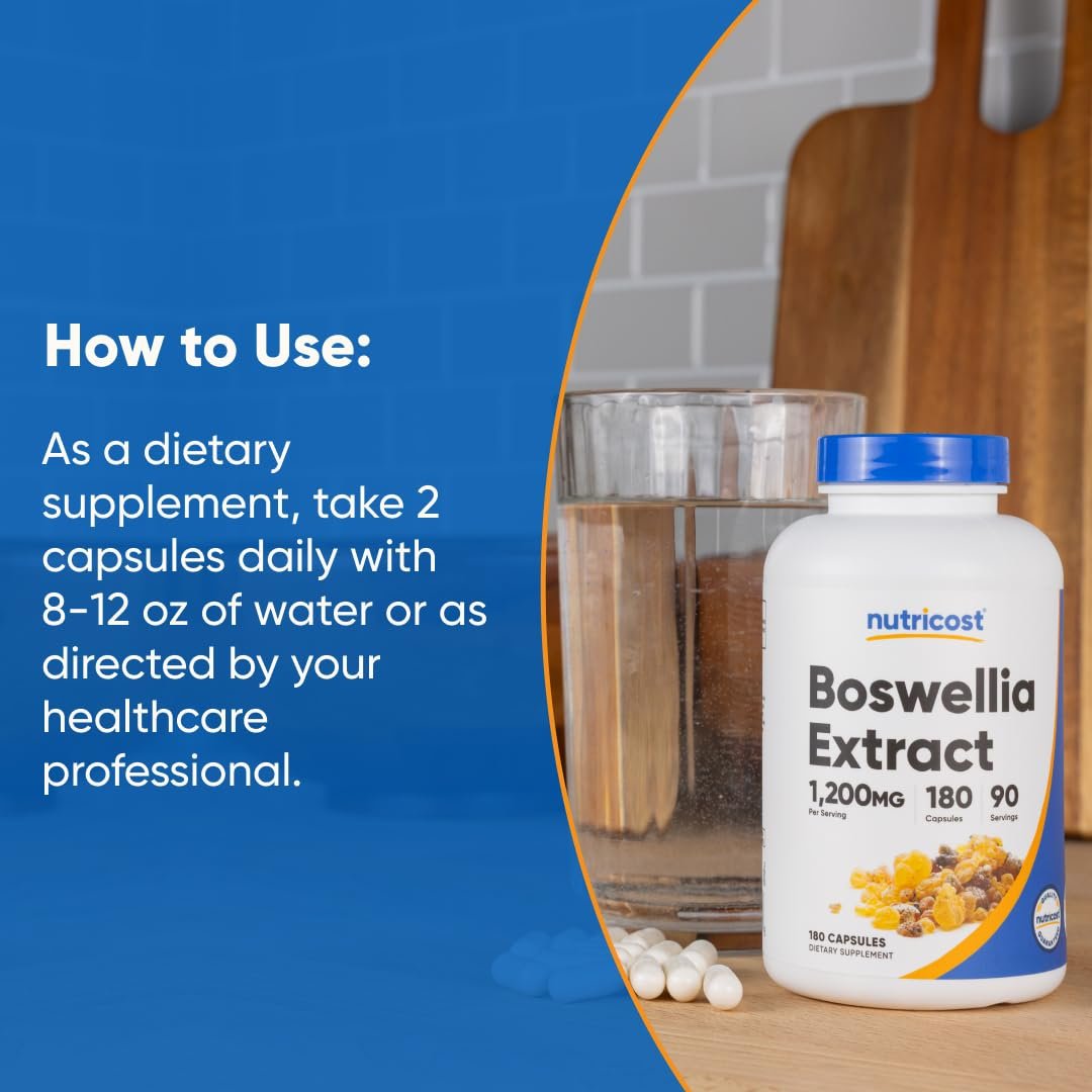 Nutricost Boswellia Extrakt 180 Kapseln für 90 Portionen pro Flasche - Glutenfrei & GVO-frei, Vegan