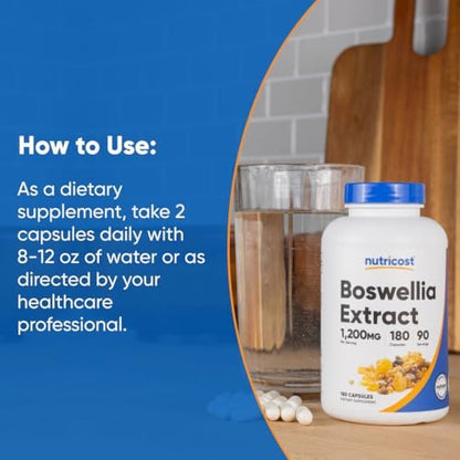 Nutricost Boswellia Extrakt 180 Kapseln für 90 Portionen pro Flasche - Glutenfrei & GVO-frei, Vegan