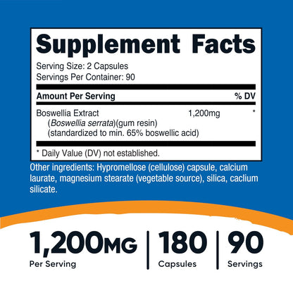 Nutricost Boswellia Extrakt 180 Kapseln für 90 Portionen pro Flasche - Glutenfrei & GVO-frei, Vegan
