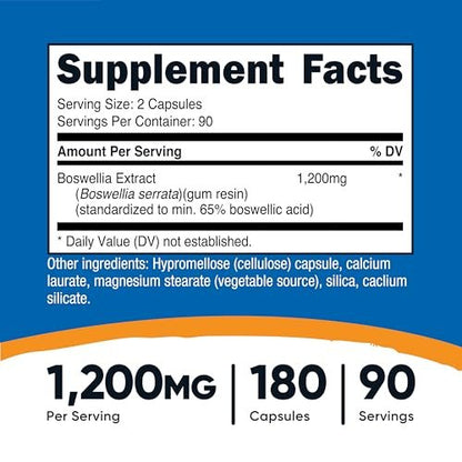 Nutricost Boswellia Extrakt 180 Kapseln für 90 Portionen pro Flasche - Glutenfrei & GVO-frei, Vegan