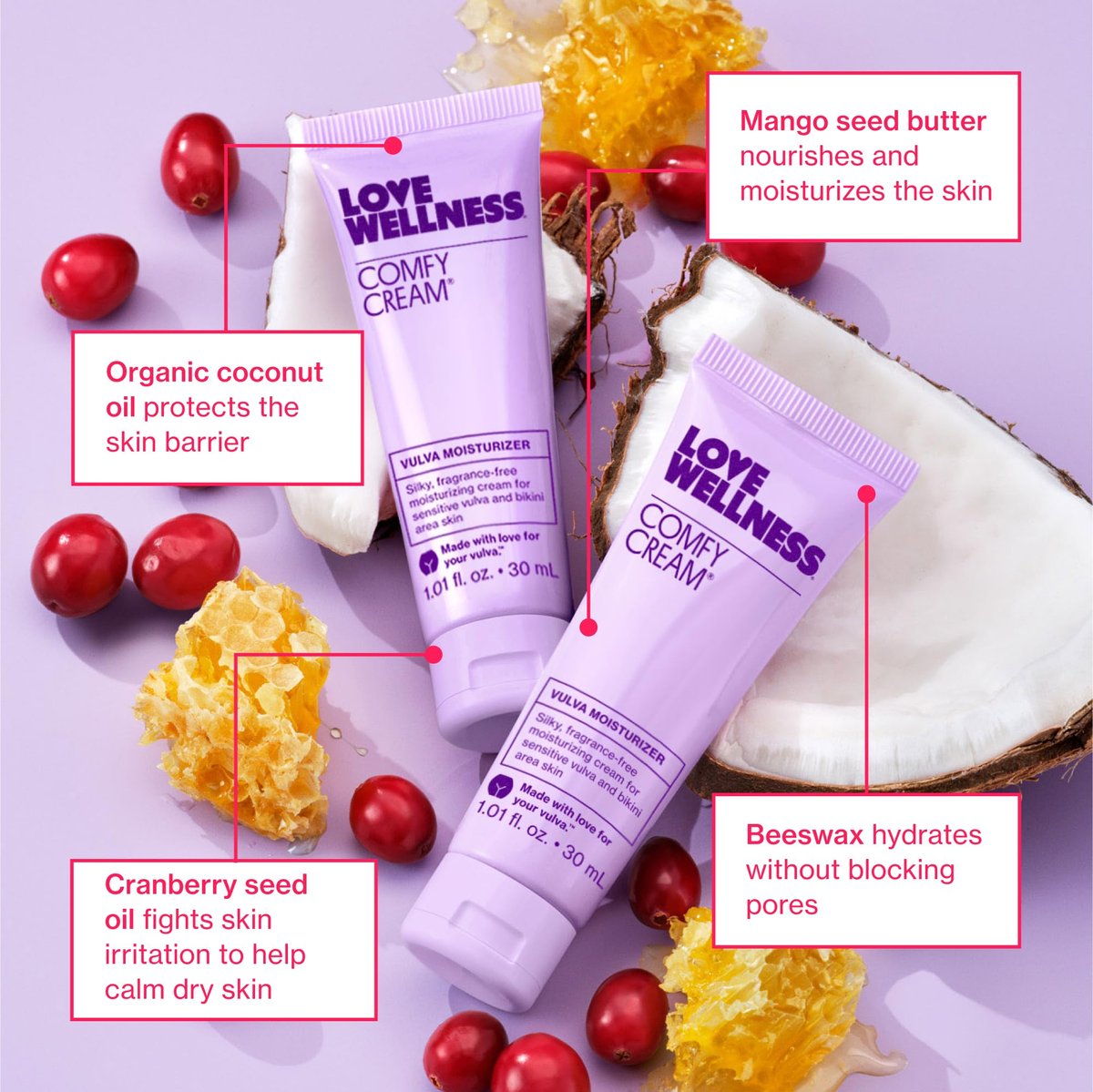 Love Wellness Comfy Cream Feuchtigkeitscreme für Vulva & Vagina - 1,01 oz