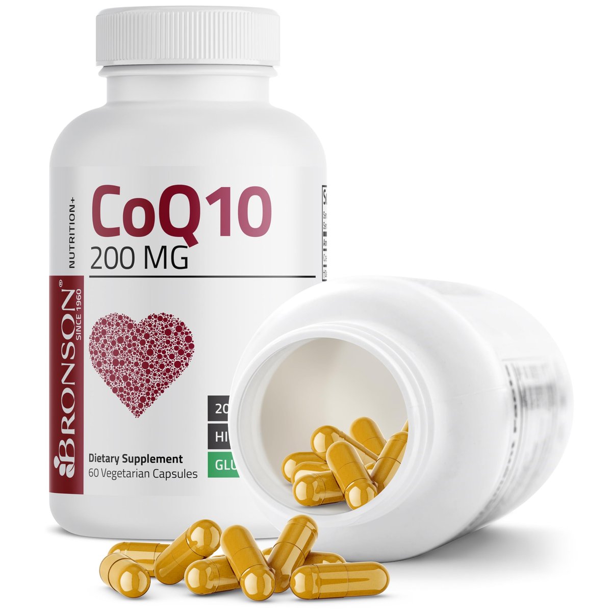 Bronson CoQ10 200 MG Hochdosiert – Zelluläre Energieproduktion, 60 vegane Kapseln