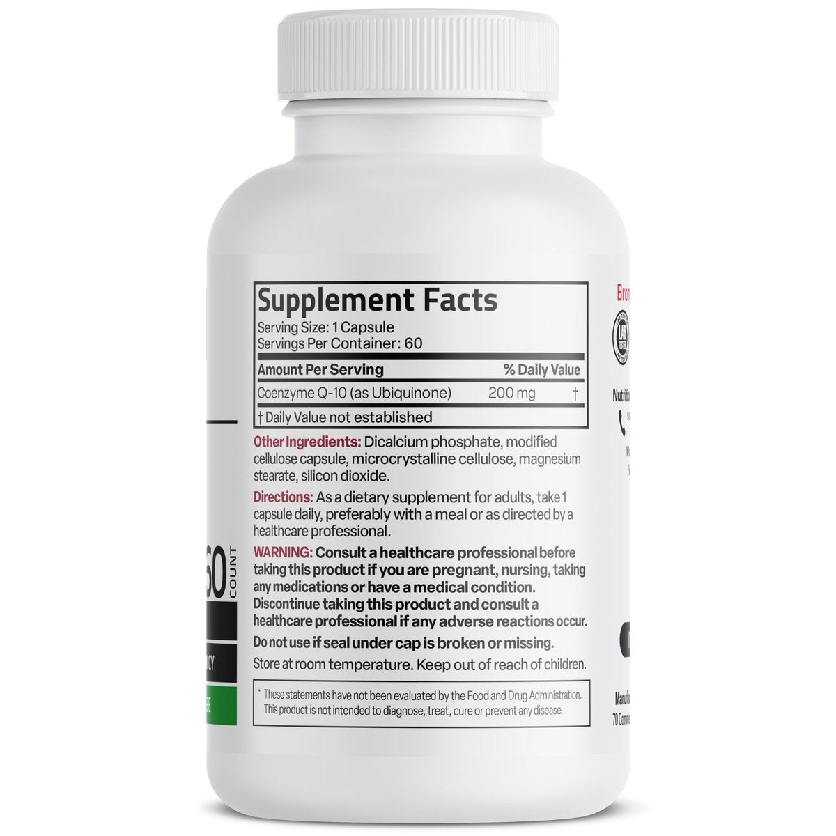 Bronson CoQ10 200 MG Hochdosiert – Zelluläre Energieproduktion, 60 vegane Kapseln