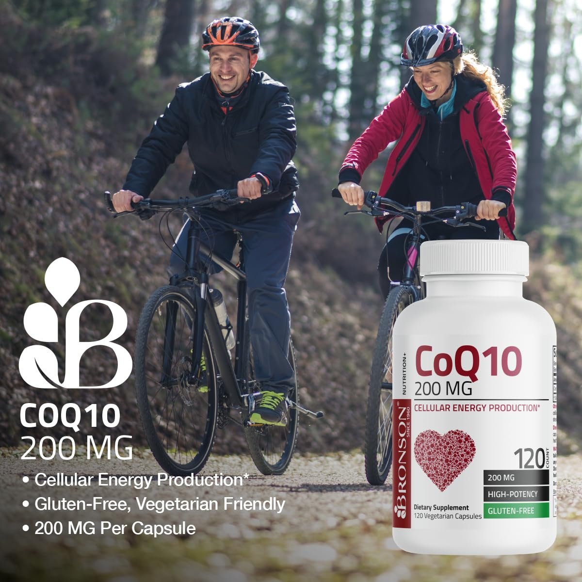 Bronson CoQ10 200 MG Hochdosiert – Zelluläre Energieproduktion, 60 vegane Kapseln