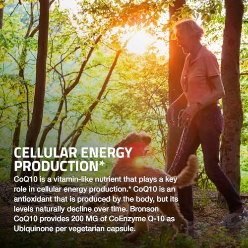Bronson CoQ10 200 MG Hochdosiert – Zelluläre Energieproduktion, 60 vegane Kapseln