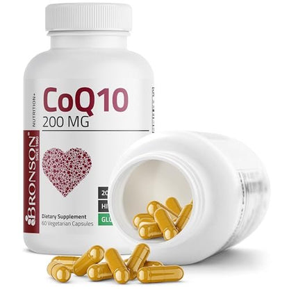 Bronson CoQ10 200 MG Hochdosiert – Zelluläre Energieproduktion, 60 vegane Kapseln