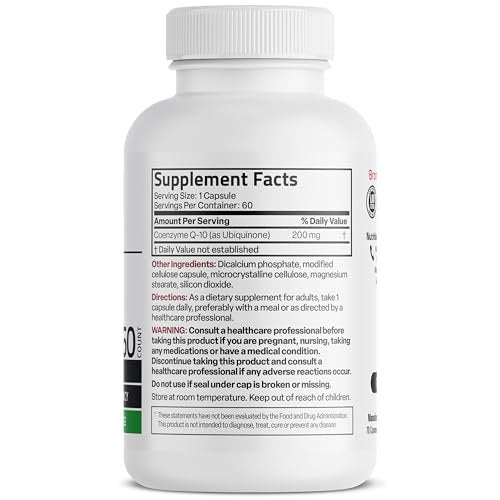 Bronson CoQ10 200 MG Hochdosiert – Zelluläre Energieproduktion, 60 vegane Kapseln