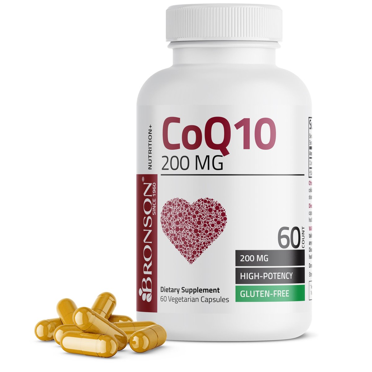 Bronson CoQ10 200 MG Hochdosiert – Zelluläre Energieproduktion, 60 vegane Kapseln
