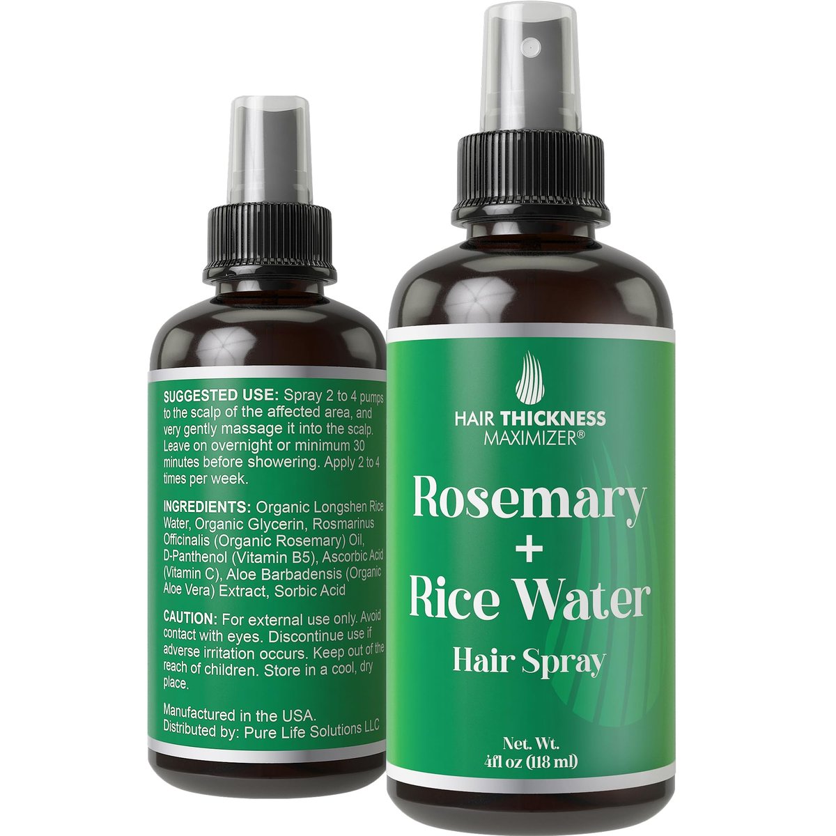 Longsheng Reiswasser und Rosmarin Haarwuchsspray für Frauen und Männer - 4oz vegane Kopfhautbehandlung zur Verdickung, Befeuchtung und Stärkung von trockenem, schwachem Haar