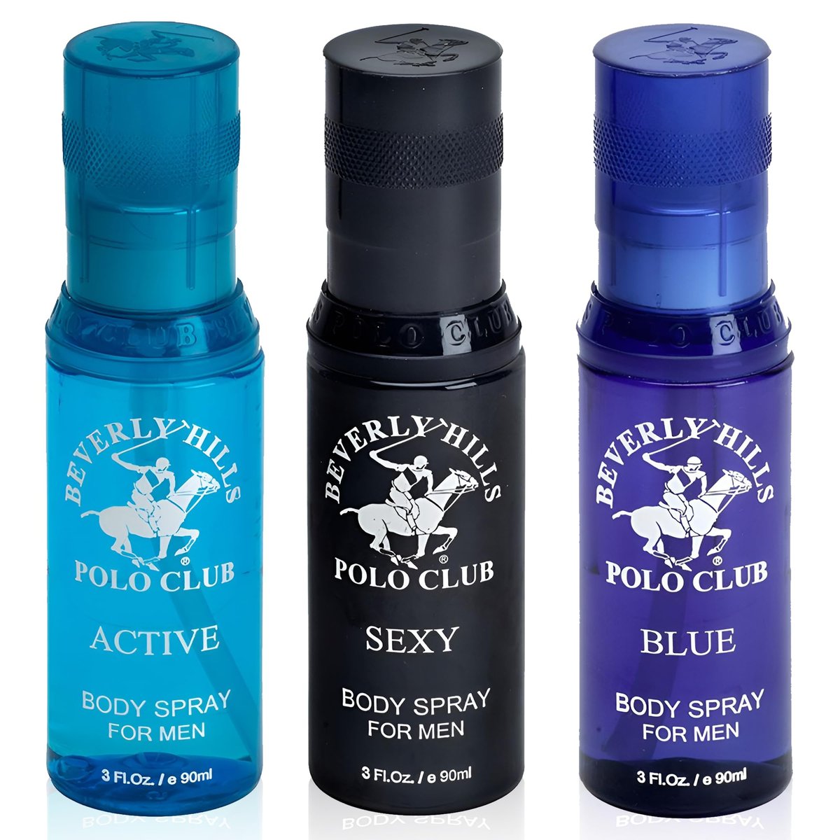 Beverly Hills Polo Club Herrendüft-Set: 3-teiliges Body Spray-Set – Blue, Active, Sexy – Vielseitige Düfte für jeden Anlass – Reisefreundlich 3 x 89 ml – Premium Pflegeset für Männer