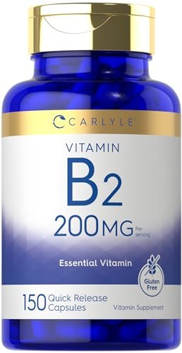 Carlyle Vitamin B2 200 mg | 150 Kapseln | Riboflavin | Nicht-GVO & Glutenfrei | Essentielles Nahrungsergänzungsmittel