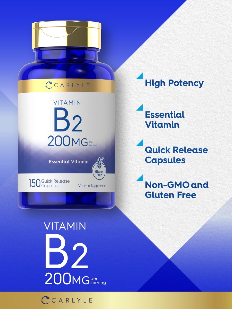 Carlyle Vitamin B2 200 mg | 150 Kapseln | Riboflavin | Nicht-GVO & Glutenfrei | Essentielles Nahrungsergänzungsmittel