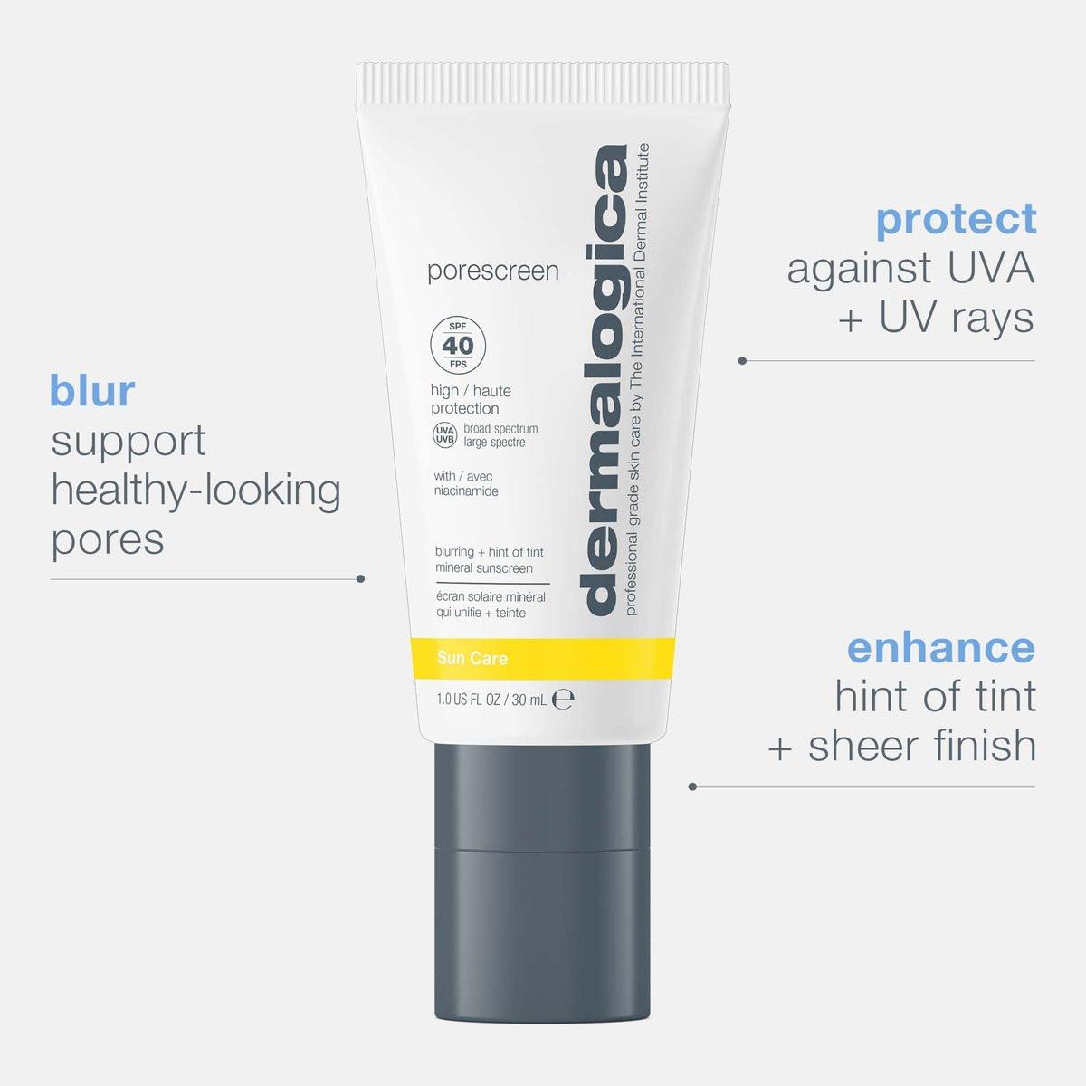 Dermalogica Porescreen Mineralischer Sonnenschutz SPF 40 für das Gesicht, Sonnenschutz und Poren-Primer mit Zinkoxid, Multifunktionale Pre-Makeup Sonnenblockade - 30 ml