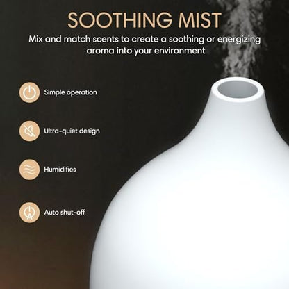 SALKING Aromatherapie Diffuser Set (2 Stück), 100ml Ultraschall-Diffuser für Ätherische Öle, Kaltnebel-Luftbefeuchter mit Warmweißem Licht, Auto-Abschaltung, für Zuhause und Büro