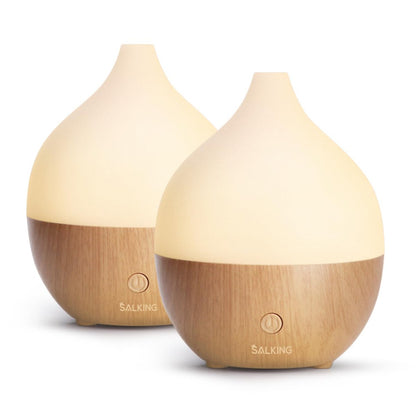 SALKING Aromatherapie Diffuser Set (2 Stück), 100ml Ultraschall-Diffuser für Ätherische Öle, Kaltnebel-Luftbefeuchter mit Warmweißem Licht, Auto-Abschaltung, für Zuhause und Büro
